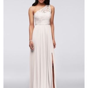 Long One Shoulder Lace Bridesmaid Dress Petal